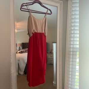 71 Stanton, size small, tan and red dress!